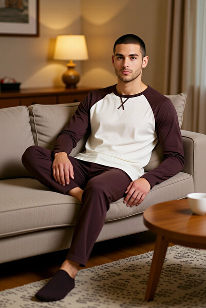 PayBuy Ανδρικό σετ πιτζάμες με λαιμόκοψη με μανίκια Raglan Λειτουργικό, ανθεκτικό, ποιοτικό, άνετο και casual