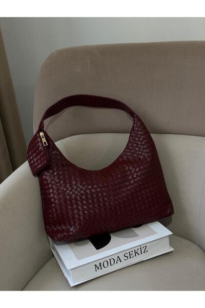 Moda Sekiz Women's Faux Leather Patterned Baguette Model Wallet Shoulder Bag with Accessories