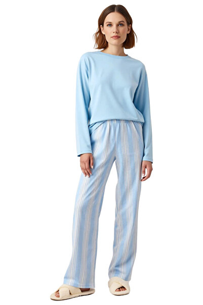 PayBuy Women's Anthracite Striped Cotton Pajama Set Functional Durable Quality Comfortable Casual