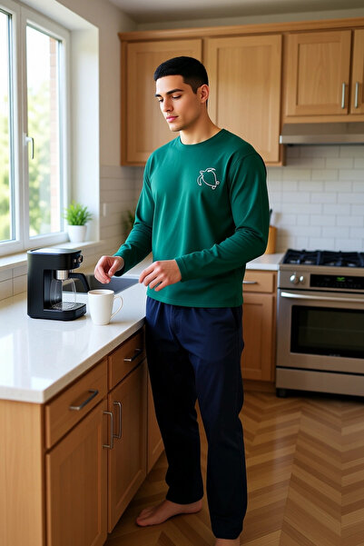 PayBuy Ανδρικό σετ πιτζάμες με μακρυμάνικο λαιμόκοψη, λειτουργικό, ανθεκτικό, ποιοτικό, άνετο και casual