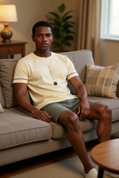 PayBuy Ανδρικό σετ πιτζάμες με κοντό μανίκι με τύπωμα με λαιμόκοψη, λειτουργικό, ανθεκτικό, ποιοτικό και μοντέρνο