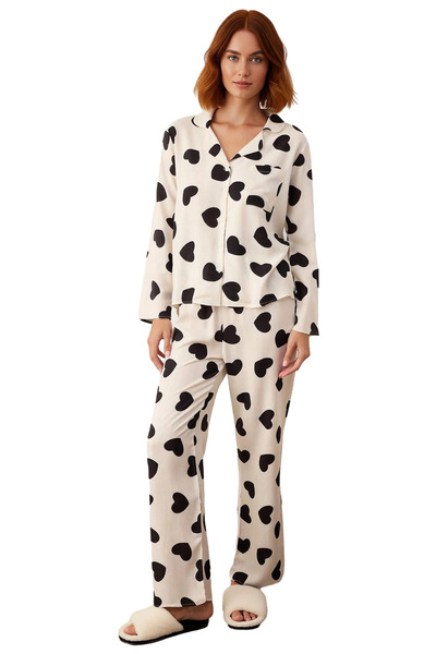 PayBuy Women's Bow Patterned Viscose Pajama Set Functional Durable Quality Comfortable Aesthetic Stylish