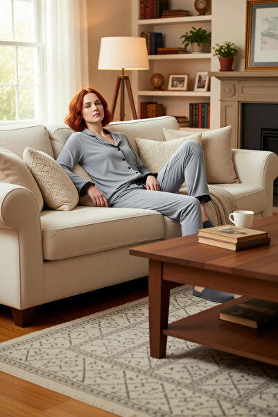 PayBuy Women's Shirt Collar Flywheel Detailed Pajama Set Functional Durable Quality Comfortable Sports