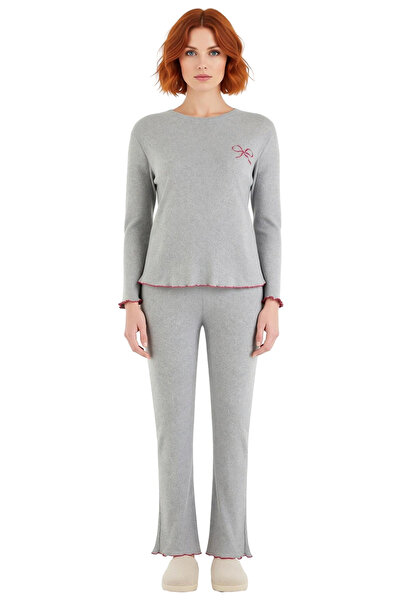 PayBuy Women's Embroidered Crew Neck Long Sleeve Pajama Set Functional Durable Quality Modern