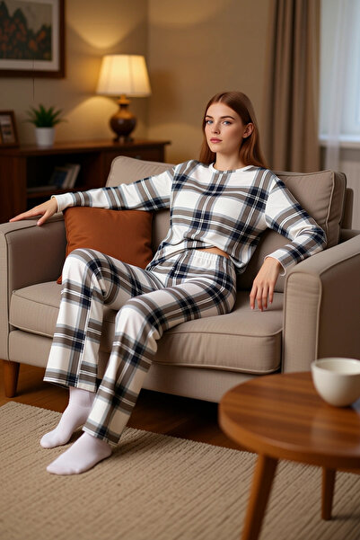 PayBuy Γυναικείο σετ πιτζάμες με καρό σχέδιο με λαιμόκοψη, λειτουργικό, ανθεκ...