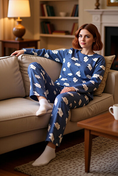 PayBuy Set de pijamale guler rotund pentru femei, cu model în carouri, funcți...