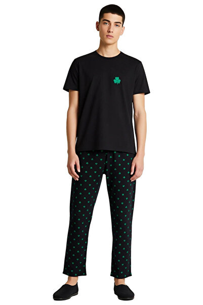 PayBuy Ανδρικό σετ πιτζάμες με λαιμόκοψη με σχέδιο τριφύλλι, λειτουργικό, ανθεκτικό, ποιοτικό, άνετο και κομψό