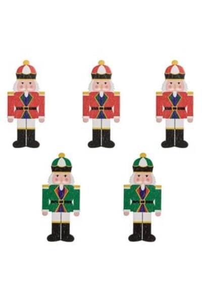 SHOPIENS Christmas Wooden Soldier Figurine Stickers 6 cm - 6 pcs