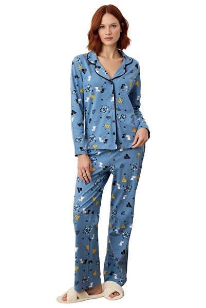 PayBuy Set de pijamale cu guler cămașă cu model pentru femei Funcțional Durabil Calitate Confortabil Estetic Elegant