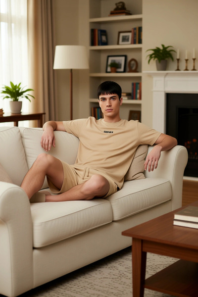 PayBuy Men's Slogan Printed Crew Neck Short Sleeve Cotton Pajama Set Functional Durable Stylish