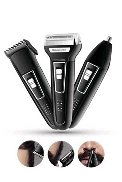 YOKO ماكينة حلاقة قابلة لإعادة الشحن 3 في 1 باللونين الأسود والأبيض بطول 15 سم