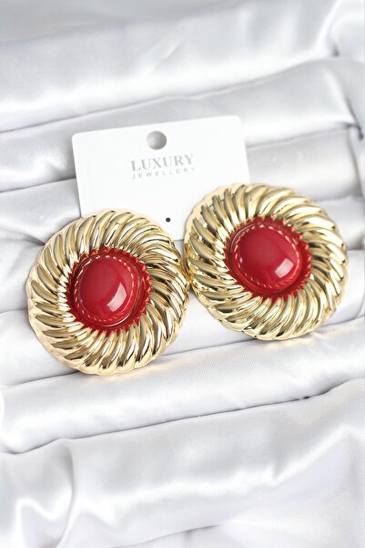 Lisinya Brass Gold Color Burgundy Beaded Vintage Women's Earrings - Tygoo