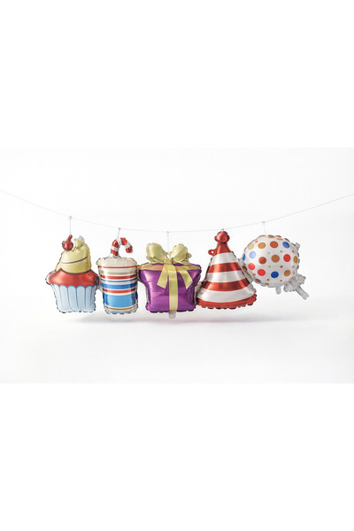 Behind party store مجموعة من 5 بالونات فويل لعيد الميلاد بتصميم الكعك والهداي...