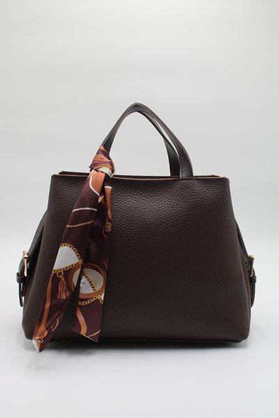 LASSO Women's Brown Large Bag – Double-Strap, Scarf-Detail Elegant Design