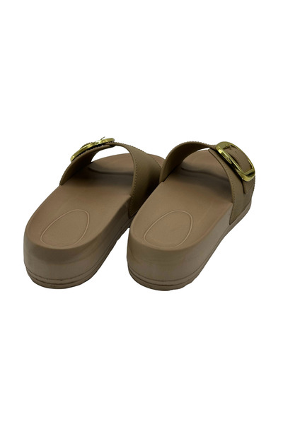 BENGASO Women's Flat Slippers Black Gold Buckle Daily Wear