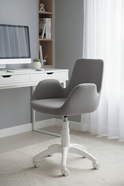 KUZEYSANDALYE Maki Beyaz Ayaklı Çalışma Sandalyesi Yetişkin ve Çocuk Bilgisay...