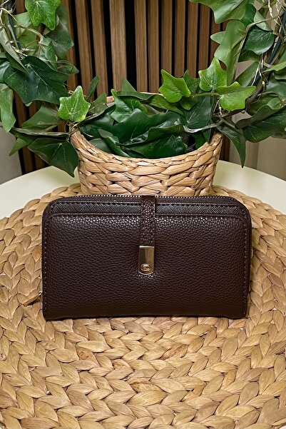 themoiss Fibag Women's Brown Gold Accessory Detailed Wallet