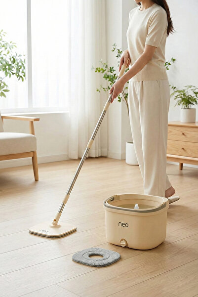 SİHİRLİ MOP Disk Mop Temiz Su Kirli Su Ayrı Haznede +1 Yedek Bez Hediyeli Set