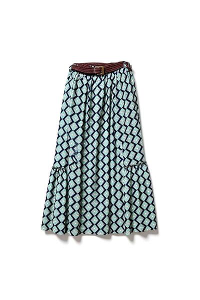 EREN STYLE Bohemian Chiffon Belted Elastic Waist Skirt (95 cm)-(38-50)