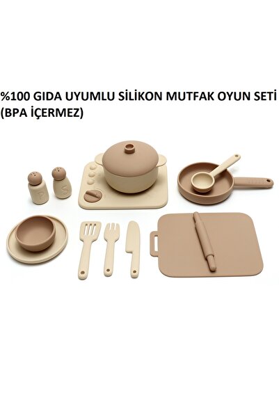 tutobaby Montessori %100 Silikon Mutfak Yemek Seti (BPA İÇERMEZ, 14 PARÇA)