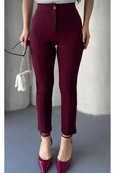 LİSAA BUTİK Women's Tapered Leg Front and Back Printed Tapered Leg Crepe Pants