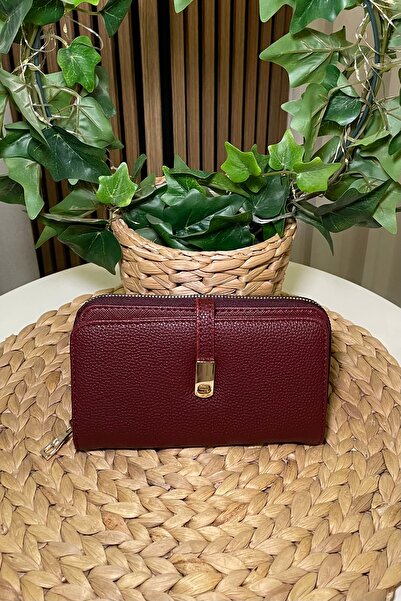 themoiss Fibag Kadın Bordo Gold Aksesuarlı Cüzdan