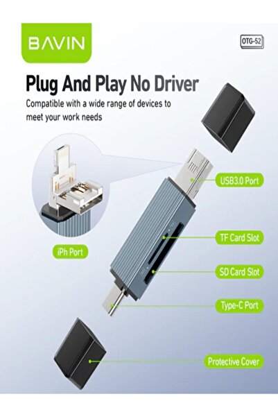 Bavin 3-In-1 Card Reader SD & TF Card Support - OTG-52