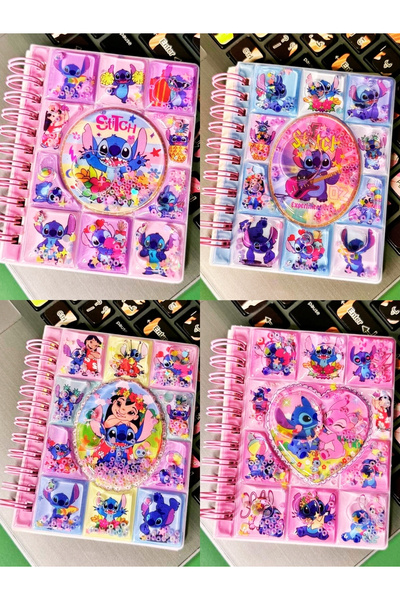 ÖZ OFİS Stitch Temalı 3D Sulu Kapak Stickerlı Not Defteri Tekli