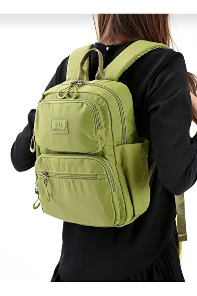 eflanmoda eflanmoda Rucsac unisex cu mai multe compartimente, din țesătură im...