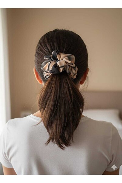 SOSYETEZGAHI Women's 3-Piece Satin Hair Rubber Buckle Set