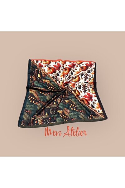 Mevi Atelier وشاح ملون منقوش لرأس السنة 50 × 50