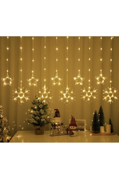 Fabrilux Perdea luminoasă LED cu fulgi de zăpadă și stele, 3 m, lumină caldă,...