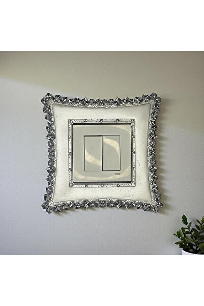 biblo home Taşlı Polyester Standart Priz Çerçevesi Tekli Prizlik 3 Adet