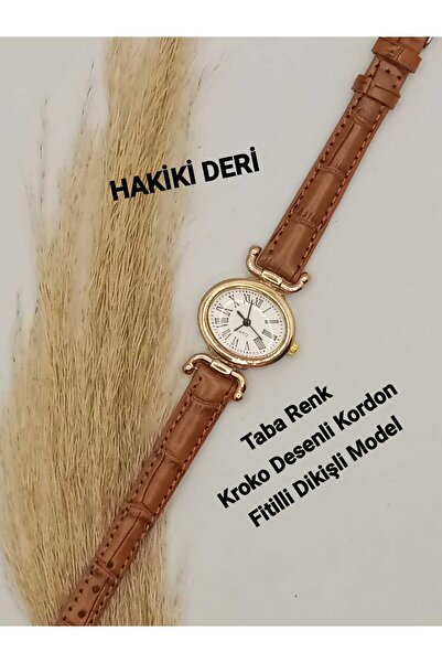 Brality ساعة يد نسائية من الجلد الطبيعي موديل جديد، موديل أنيق، لون أسمر، حزا...