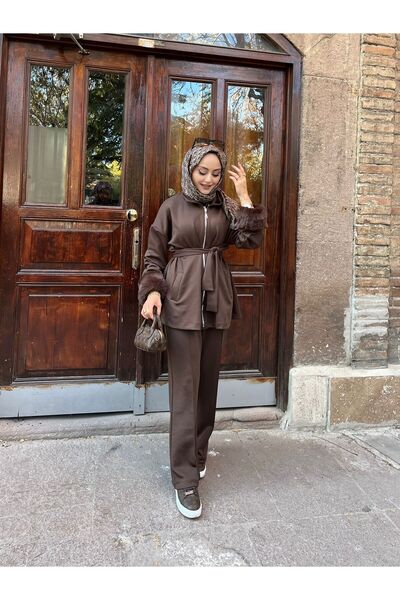 W WARGA بدلة غوص بريش على الأكمام