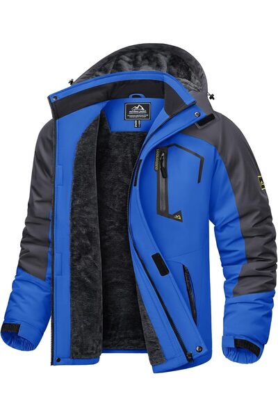 Kefitevd Men's Ski Softshell Jacket Waterproof Fleece Lined - Royal Blue XL