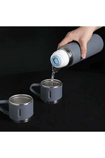 Gonga Thermos set with 3 stainless steel cups, 0.5L, Gonga® Grey