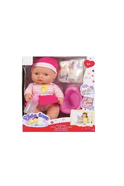 OEM Baby doll with potty, diapers and bottle, pink, 30 cm