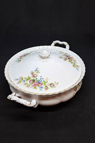 Royal Albert Moss Rose Bone China Porcelain Serving Bowl with Lid and Handle