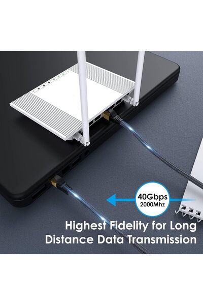 EXCEFORE Cat8 Ethernet Cable, 5M, 40Gbps 2000MHz, 26AWG Braided Shielded
