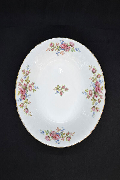 Royal Albert Moss Rose Bone China Porcelain Boat Shape Serving Bowl