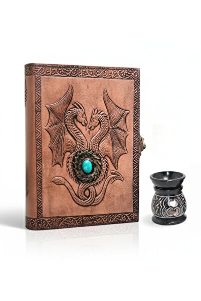Livenda Stone Leather Notebook and Obsidian Stone Censer
