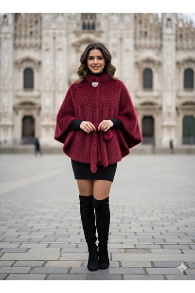 Luma Decor Bordo Kadın Panço