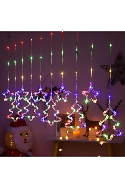 Fabrilux RGB LED Curtain Light 3m with Stars and Trees, 8 Light Modes, Plug-In, Interconnectable
