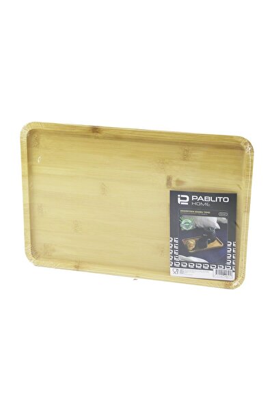 Go İthalat Rectangular Wooden Bamboo Presentation Tray 24X36Cm (5273)