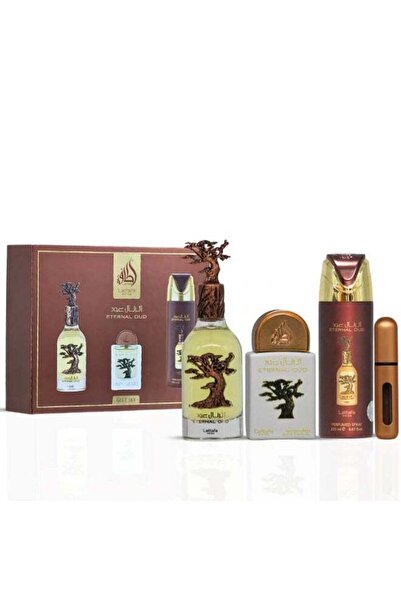 lattafa pride Eternal Oud Unisex Gift Set | Set of 3 (100ml - 20ml - 200ml)