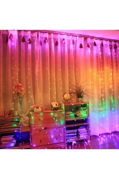 CeBros Decorative installation with remote control, Light Curtain Type with copper wire, 3m X 3m, Multicolor