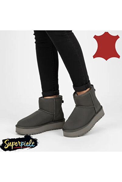 virboti Grey women's fur-lined boots, suede, UG-style