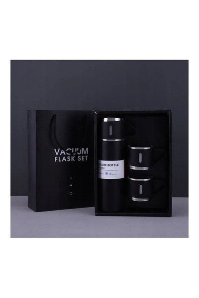 Gonga Thermos set with 3 stainless steel cups, 0.5L, Gonga® Black