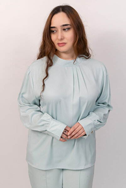 LINELLE Ladies Co-Ord Set – Soft Crepe Green Shirt with Full Sleeves and Pleated Detailing, Solid Pant